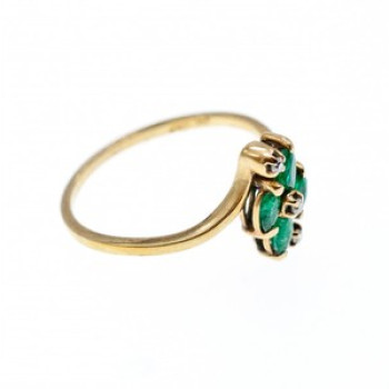 10K Yellow Gold Emerald & Diamonds Ring Size 6.75