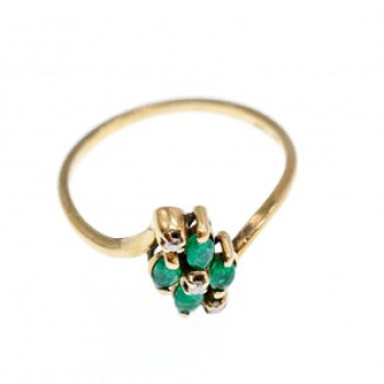10K Yellow Gold Emerald & Diamonds Ring Size 6.75