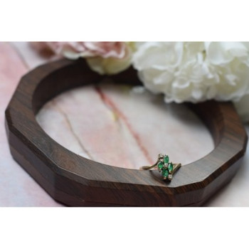 10K YELLOW GOLD  EMERALD & DIAMONDS RING SIZE 6.75