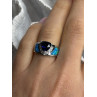 925 Sterling Silver Trillion-Cut Tanzanite & Beryl & Opal Ring Size 7