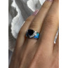 925 Sterling Silver Trillion-Cut Tanzanite & Beryl & Opal Ring Size 7