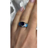 925 Sterling Silver Trillion-Cut Tanzanite & Beryl & Opal Ring Size 7