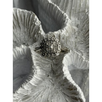 925 Sterling Silver White Topaz Ring Size 5
