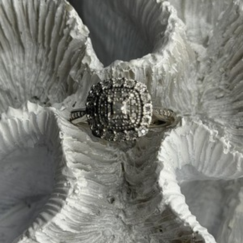 925 Sterling Silver White Topaz Ring Size 5