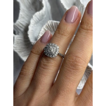 925 Sterling Silver White Topaz Ring Size 5