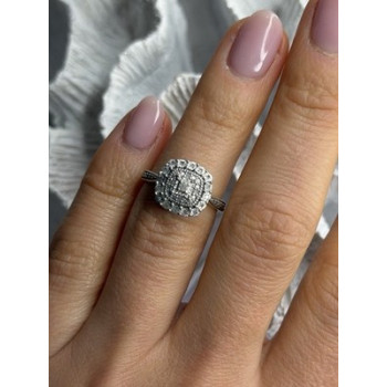 925 Sterling Silver White Topaz Ring Size 5