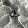 925 Sterling Silver White & Black Pearls Ring Size 6