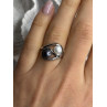 925 Sterling Silver White & Black Pearls Ring Size 6