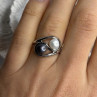 925 Sterling Silver White & Black Pearls Ring Size 6
