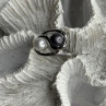 925 Sterling Silver White & Black Pearls Ring Size 6
