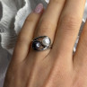 925 Sterling Silver White & Black Pearls Ring Size 6