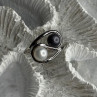 925 Sterling Silver White & Black Pearls Ring Size 6