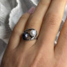 925 Sterling Silver White & Black Pearls Ring Size 6