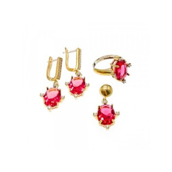 925 Sterling Silver Gold Plated Alpanite & CZ Set