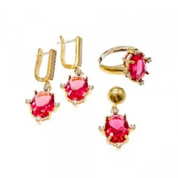 925 Sterling Silver Gold Plated Alpanite & CZ Set