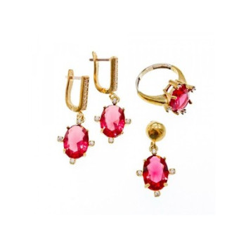 925 Sterling Silver Gold Plated Alpanite & CZ Set