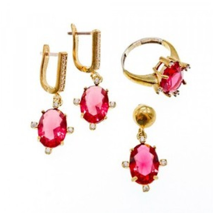 925 Sterling Silver Gold Plated Alpanite & CZ Set