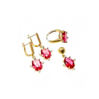 925 Sterling Silver Gold Plated Alpanite & CZ Set