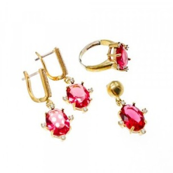 925 Sterling Silver Gold Plated Alpanite & CZ Set