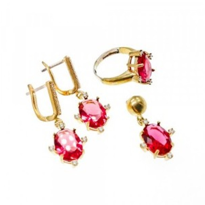 925 Sterling Silver Gold Plated Alpanite & CZ Set