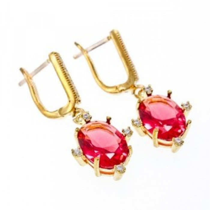 925 Sterling Silver Gold Plated Alpanite & CZ Set