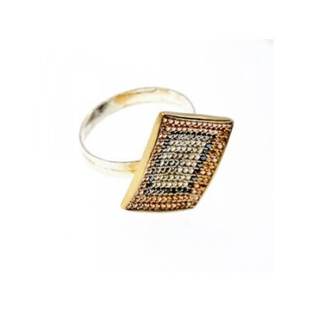 925 Sterling Silver with Gilding CZ & Black Jaide Set