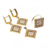 925 Sterling Silver with Gilding CZ & Black Jade Set