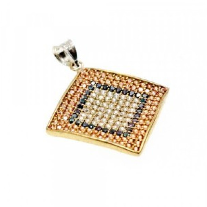 925 Sterling Silver with Gilding CZ & Black Jade Set
