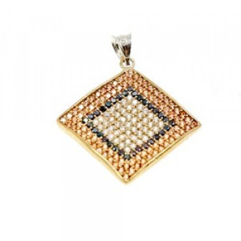 925 Sterling Silver with Gilding CZ & Black Jade Set