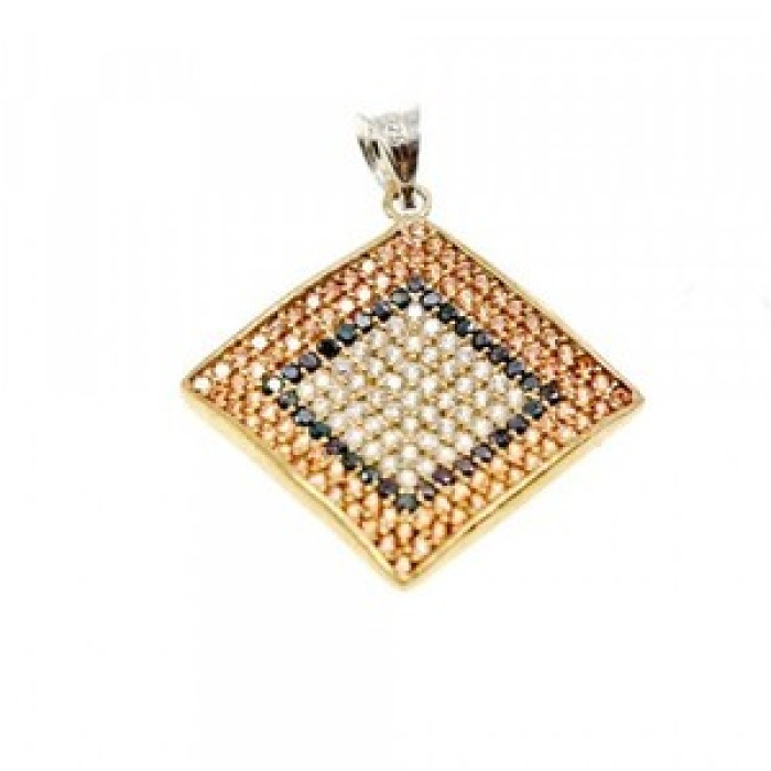 925 Sterling Silver with Gilding CZ & Black Jade Set