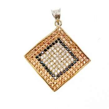 925 Sterling Silver with Gilding CZ & Black Jade Set