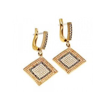 925 Sterling Silver with Gilding CZ & Black Jaide Set