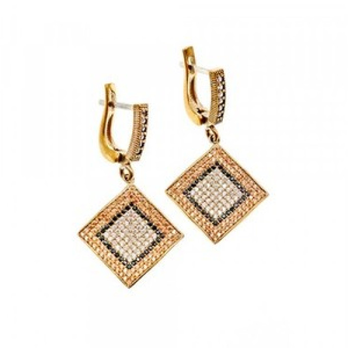 925 Sterling Silver with Gilding CZ & Black Jade Set
