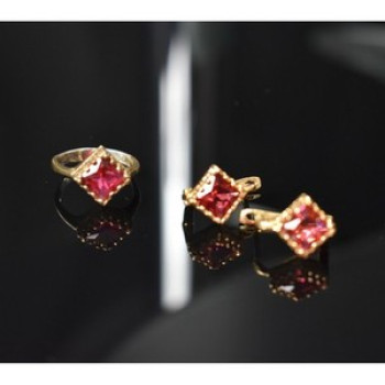 925 Sterling Silver with Gilding Alpanite Set (Ring Size 6)