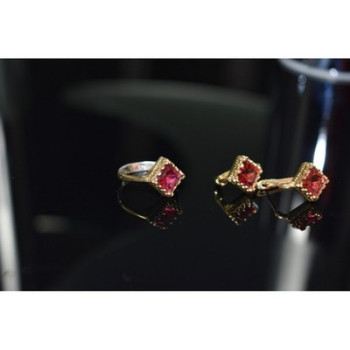 925 Sterling Silver with Gilding Alpanite Set (Ring Size 6)