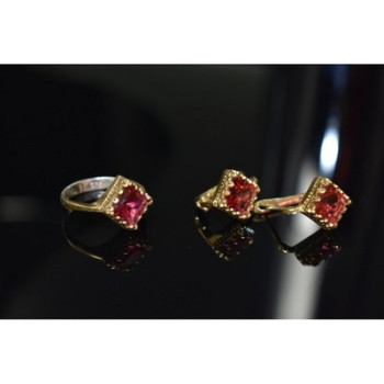 925 Sterling Silver with Gilding Alpanite Set (Ring Size 6)