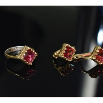 925 Sterling Silver with Gilding Alpanite Set (Ring Size 6)