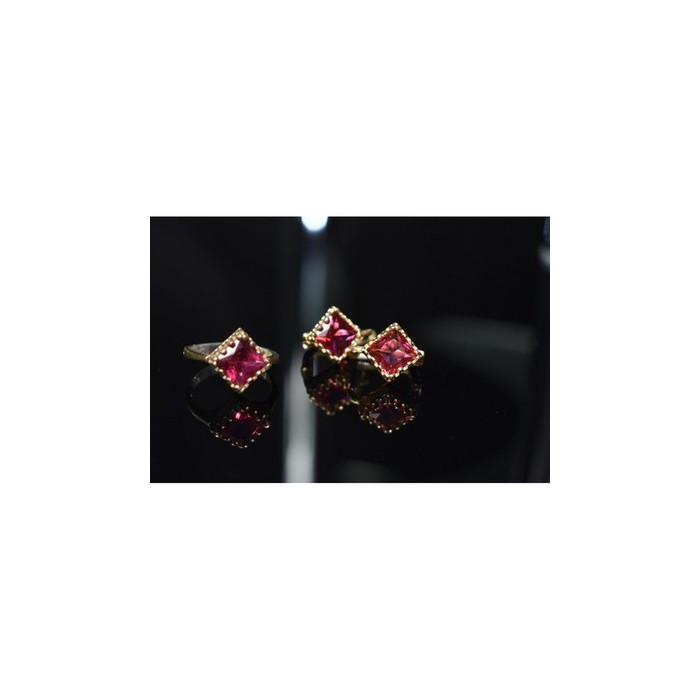 925 Sterling Silver with Gilding Alpanite Set (Ring Size 6)