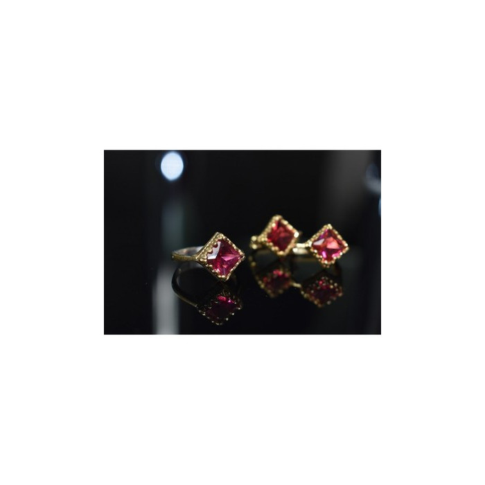 925 Sterling Silver with Gilding Alpanite Set (Ring Size 6)