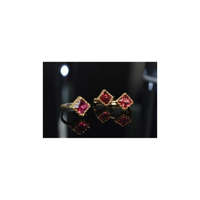 925 Sterling Silver with Gilding Alpanite Set (Ring Size 6)