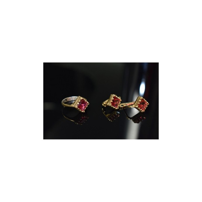 925 Sterling Silver with Gilding Alpanite Set (Ring Size 7)