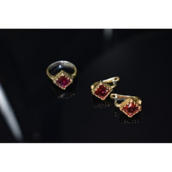 925 Sterling Silver with Gilding Alpanite Set (Ring Size 7)