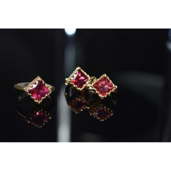 925 Sterling Silver with Gilding Alpanite Set (Ring Size 7)