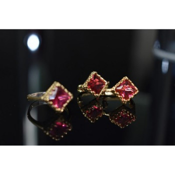 925 Sterling Silver with Gilding Alpanite Set (Ring Size 7)