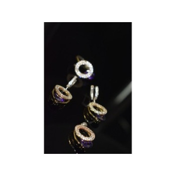 925 Sterling Silver with Gilding Violet Alpanite & CZ Set