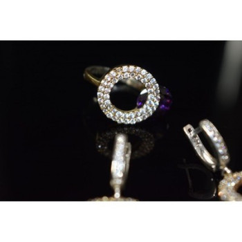 925 Sterling Silver with Gilding Violet Alpanite & CZ Set