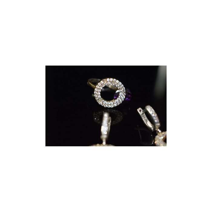 925 Sterling Silver with Gilding Violet Alpanite & CZ Set