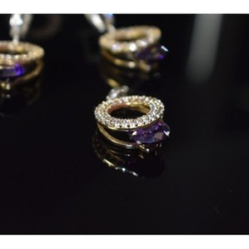 925 Sterling Silver with Gilding Violet Alpanite & CZ Set