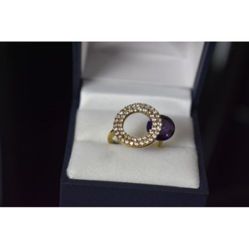925 Sterling Silver with Gilding Violet Alpanite & CZ Set