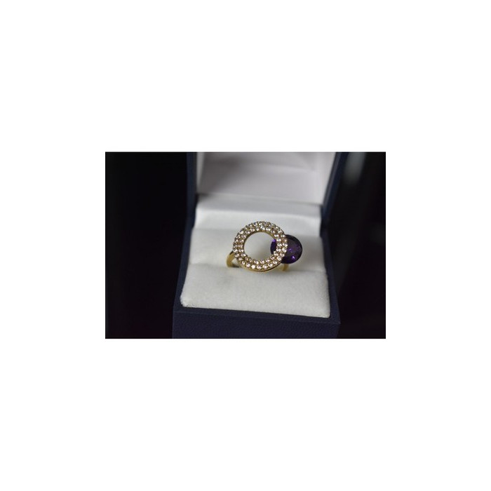 925 Sterling Silver with Gilding Violet Alpanite & CZ Set